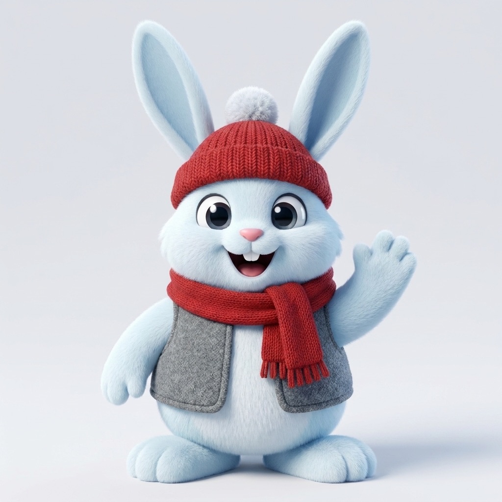 Dasselbe Maskottchen als digitaler 3D-Charakter